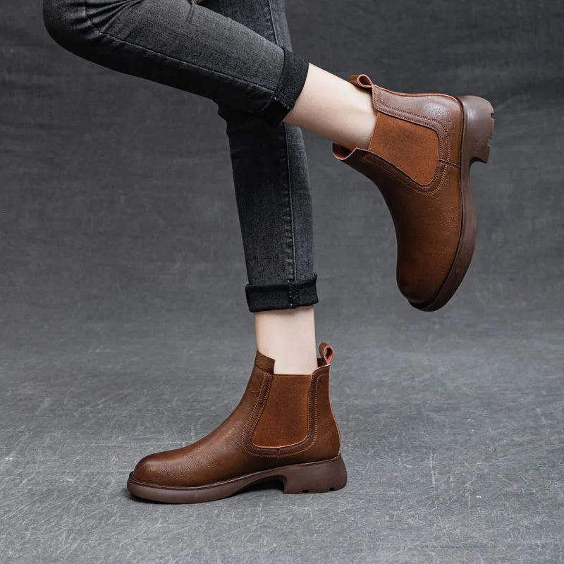Plush-Lined Round-Toe Ankle Boots