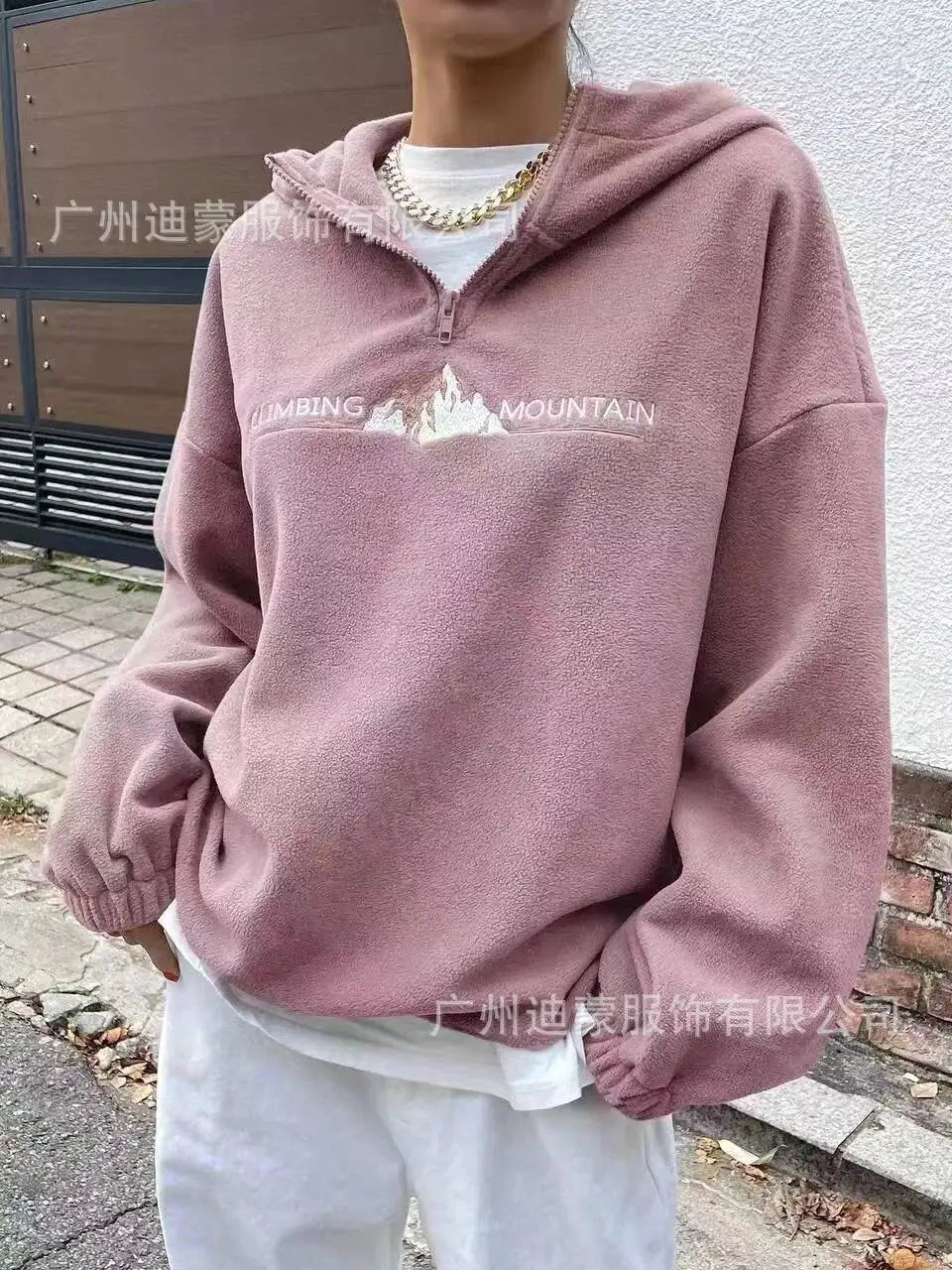 Embroidered Fleece Pullover Hoodie