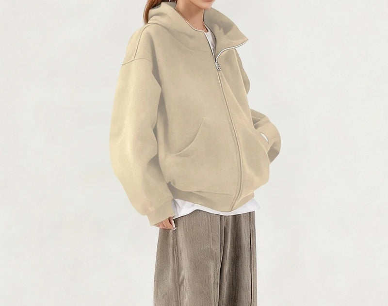 Mid-Length Hooded Cardigan – Thick Knit